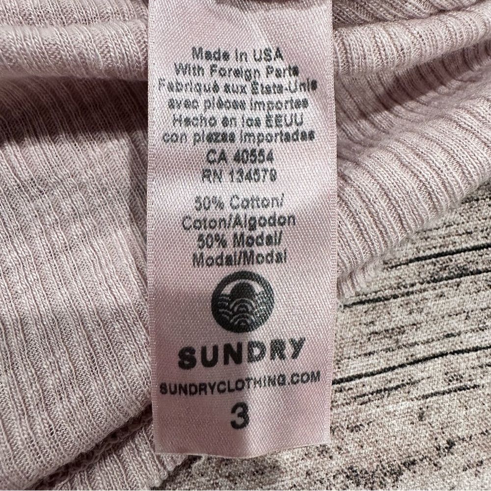 Sundry Beige Ribbed Fitted Henley; Cotton & Modal; Size 3 (Large) - Picture 8 of 8